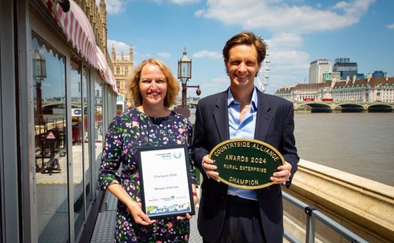 Sally Sommers and Hector Gibson Fleming with Countryside Alliance Award 2024.